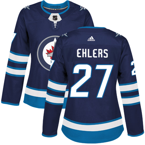 Adidas Jets #27 Nikolaj Ehlers Navy Blue Home Authentic Women's Stitched NHL Jersey